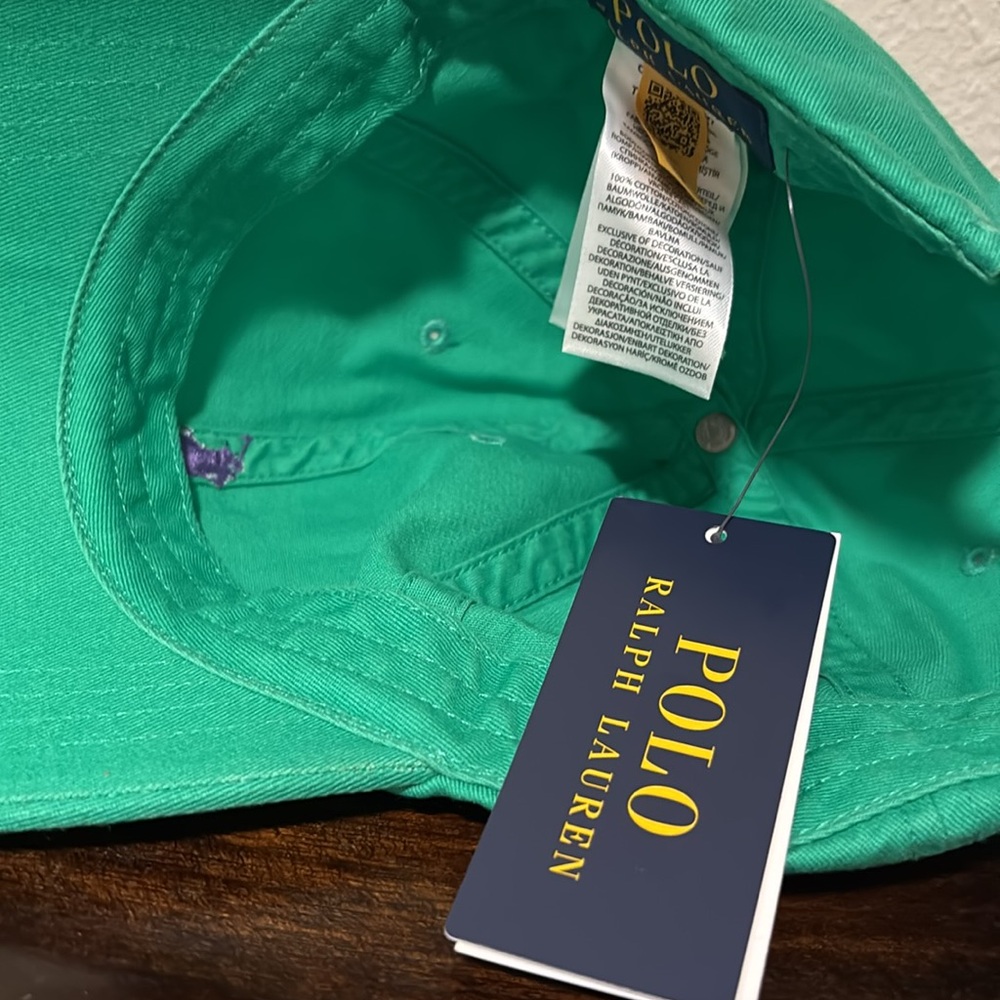 COPY - Ralph Lauren Vibrant Green Cap with Purple Logo - Picture 5 of 5